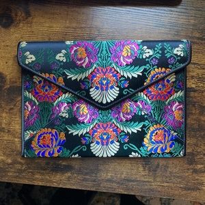 Rebecca Minkoff Envelope Clutch Black Floral